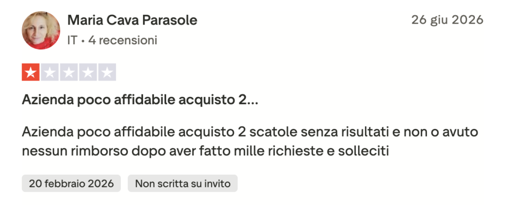 Recensione negativa ondivo, azienda poco affidabile, trustpilot